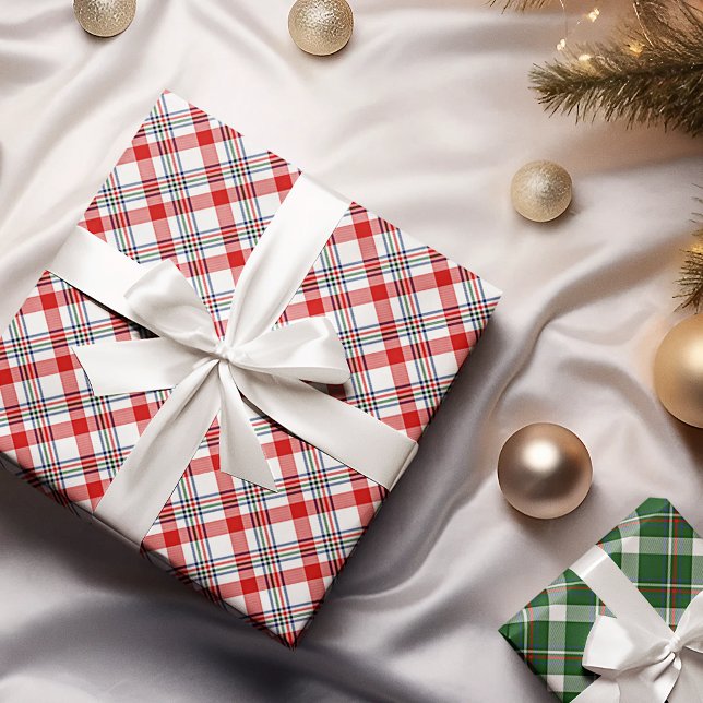 Classic Traditional Red Green Blue White Plaid Wrapping Paper (Creator Uploaded)