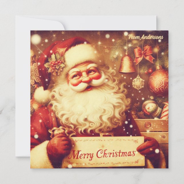 Classic traditional retro illustration Santa Claus Holiday Card (Front)