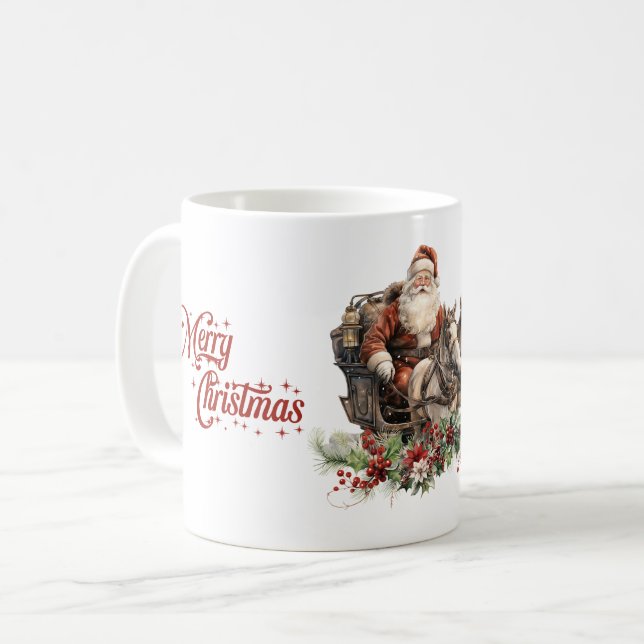 Classic traditional Santa Claus with horses  Coffee Mug (Front Left)