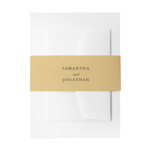 Classic Traditional Simple Names Gold Wedding Invitation Belly Band