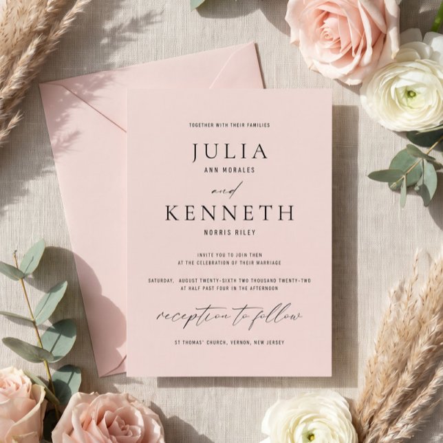 Classic Traditional Soft Pink Wedding Invitation (Creator Uploaded)