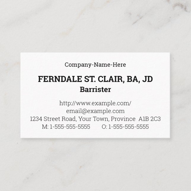 Classic, Traditional Style Business Card (Front)