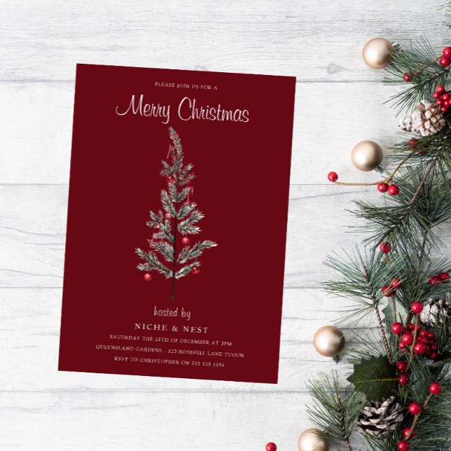 Classic Traditional Tree Budget Christmas Party Invitation (Creator Uploaded)