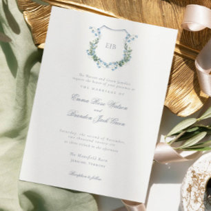 Classic Traditional Vintage Crest  Wedding Invitation
