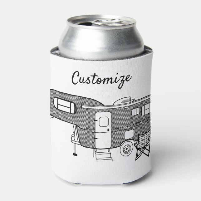 Classic Travel Trailer Caravan Thunder_Cove Can Cooler (Can Front)