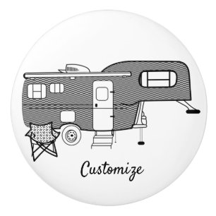 Classic Travel Trailer Caravan Thunder_Cove Ceramic Knob