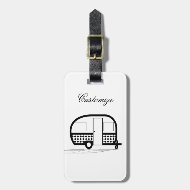 Classic Travel Trailer Caravan Thunder_Cove Luggage Tag (Front Vertical)