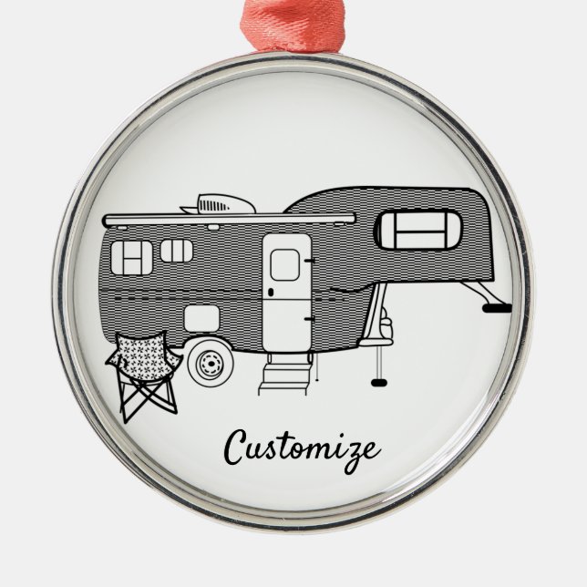 Classic Travel Trailer Caravan Thunder_Cove Metal Tree Decoration (Front)