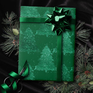 Classic Tree Pattern   Bold Kelly Green Christmas Wrapping Paper