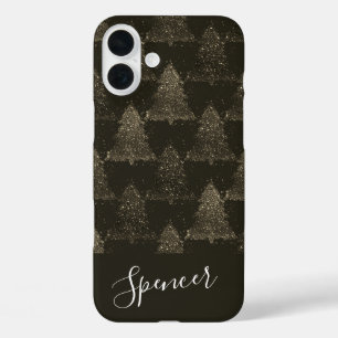 Classic Tree Pattern   Rich Red Christmas Custom iPhone 16 Plus Case
