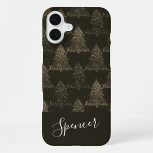 Classic Tree Pattern Rich Red Christmas Custom iPhone 16 Plus Case