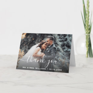 Classic Trendy Chic Wedding Photo Bride And Groom Thank You Card