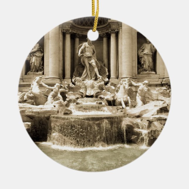 Classic Trevi Fountain, Rome Ceramic Tree Decoration (Front)