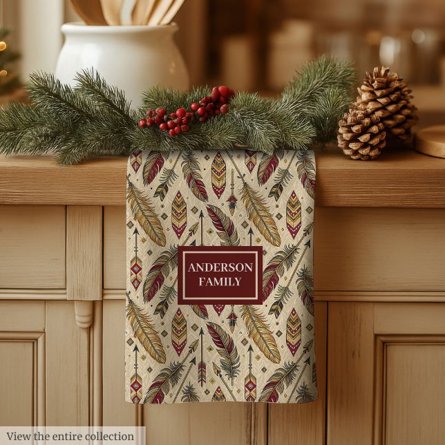 Classic Tribal Towel Personalised Feathers Accent (Classic Tribal Towel Personalized Feathers Accent)