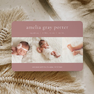 Classic Trio   Photo Collage Birth Announcement