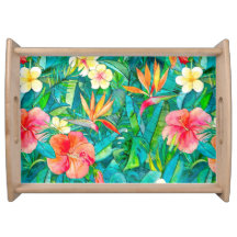 Classic Tropical Garden in Watercolors Bathmat
