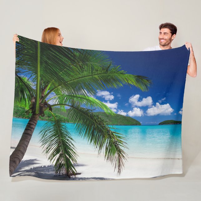 Classic Tropical Island Beach Paradise Fleece Blanket (In Situ)