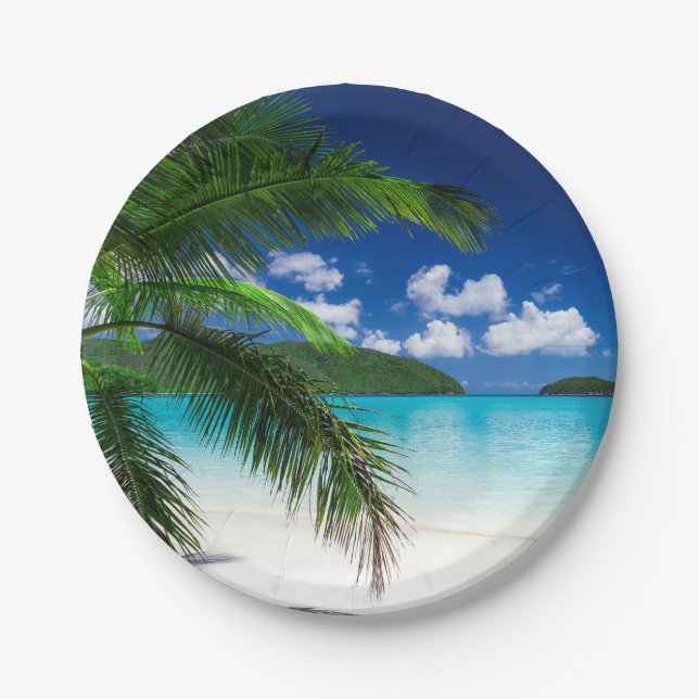 Classic Tropical Island Beach Paradise Paper Plate (Front)