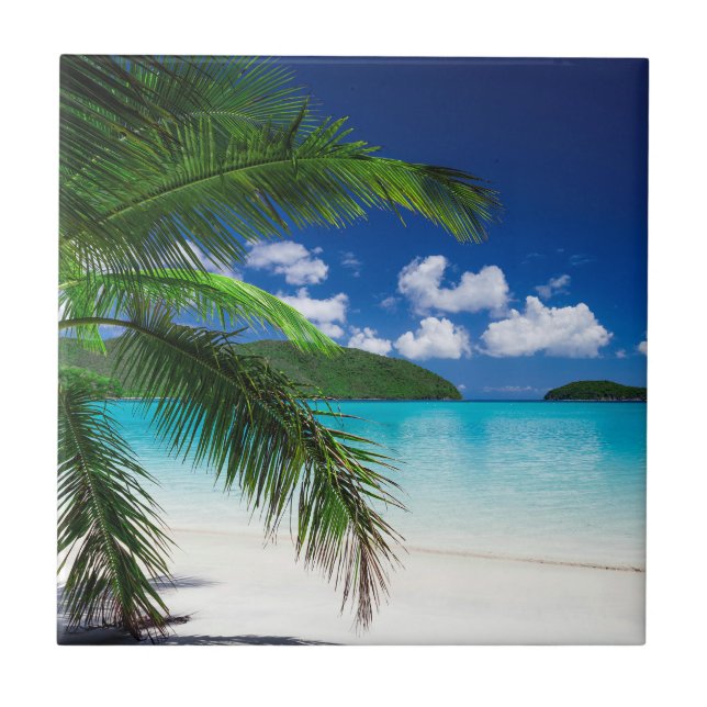 Classic Tropical Island Beach Paradise Tile (Front)