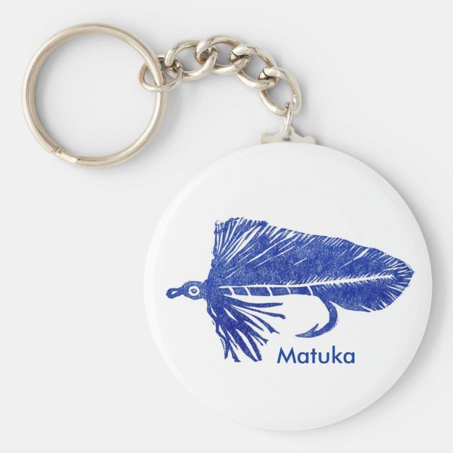 Classic Trout Fly Keychain "Blue Matuka Streamer" (Front)