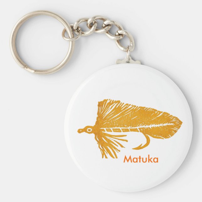 Classic Trout Fly Keychain Golden Matuka Streamer (Front)