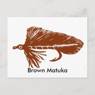 Classic Trout Fly Postcard Brown Matuka