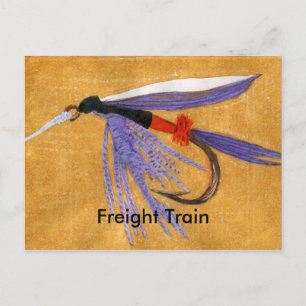 Classic Trout Fly Postcard "Freight Train"