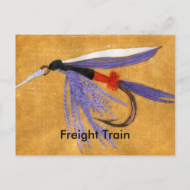 Classic Trout Fly Postcard "Freight Train" (Front)