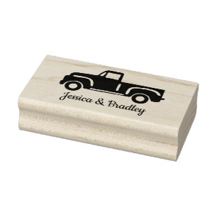 Classic Truck Custom Name Wedding  Rubber Stamp