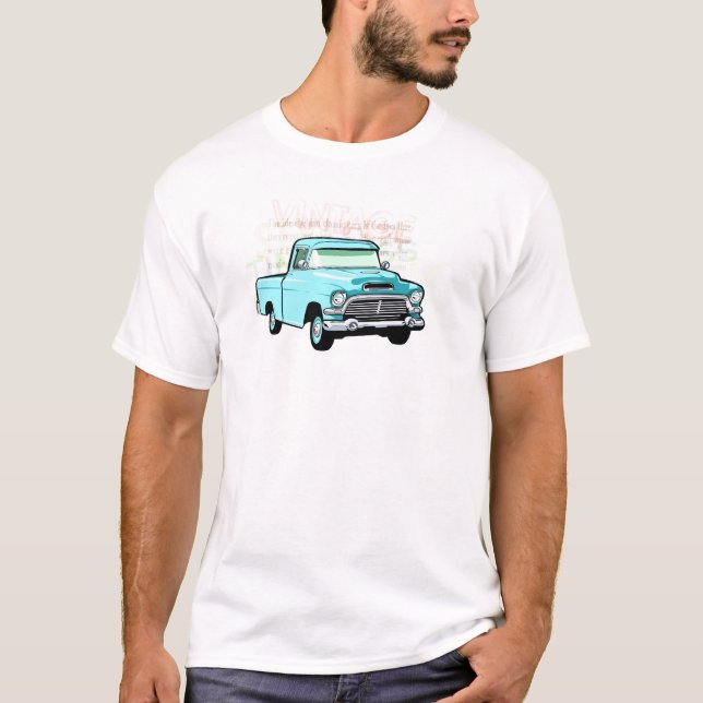 Classic truck in blue, very old semi pickup T-Shirt (Front)