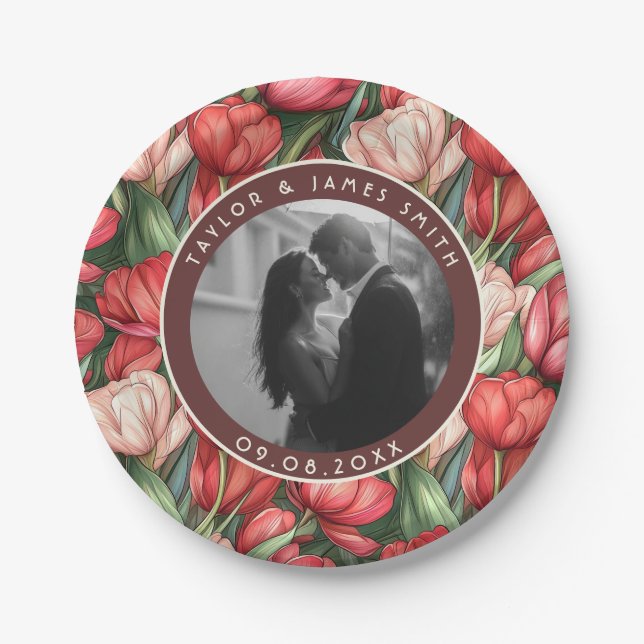 Classic Tulip Paper Plates For Wedding Guest Favou (Front)
