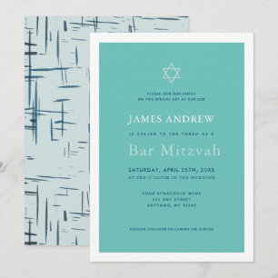 Classic Turquoise Blue Bar Mitzvah Invitation