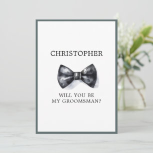 Classic Tuxedo Wedding Groomsman Request Card