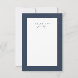 Classic tweed frame simple navy blue personalised thank you card