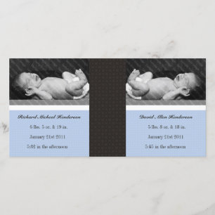 Classic Twin Boys Double New Baby Photo Cards