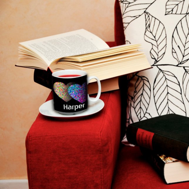 CLassic two heart black Two-Tone Coffee Mug (Creator Uploaded)