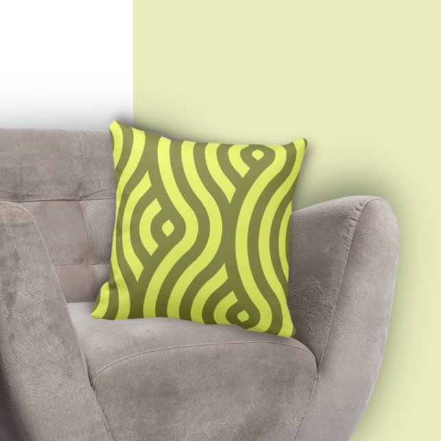 Classic Two-Tone Yellow Striped Wavy Pattern Cushion (Creator Uploaded)