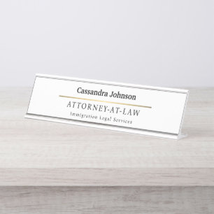 Classic Type Faux Gold Line Law Legal Lawyer Reg Desk Name Plate