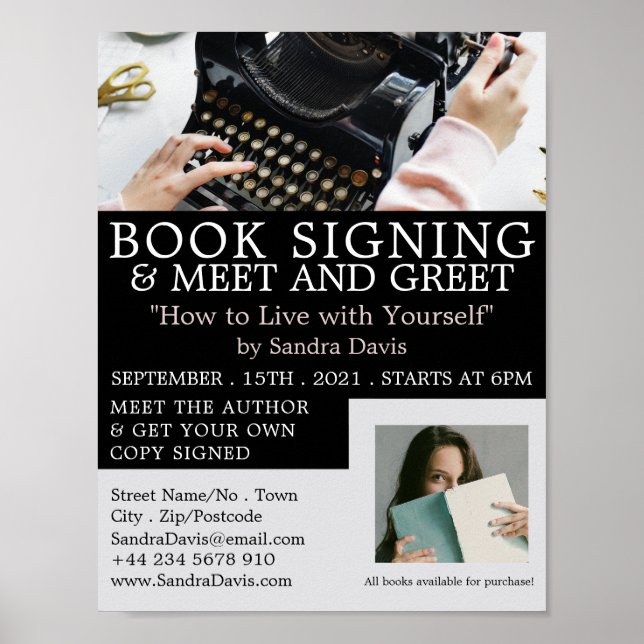 Classic Typewriter, Writers Book Signing Poster (Front)