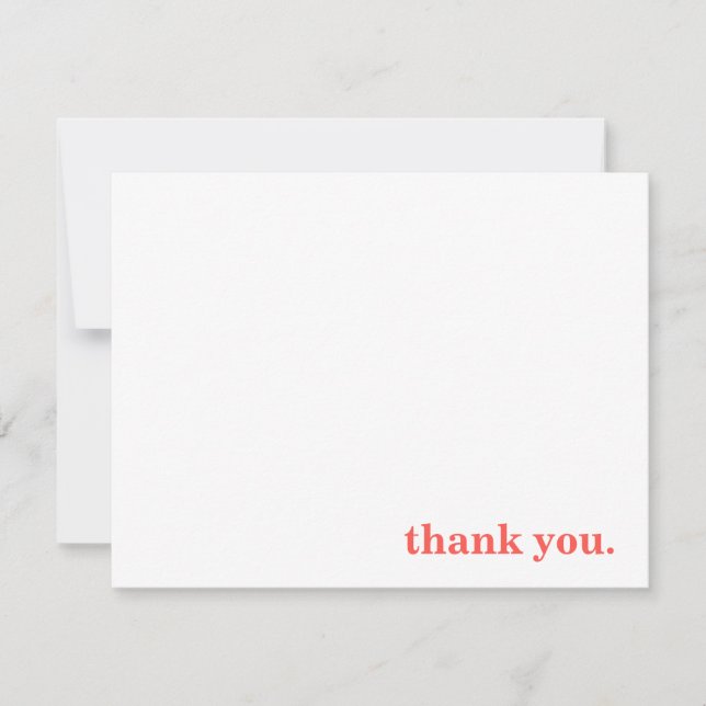 Classic Typographic Coral Personalised Thank You Card (Front)