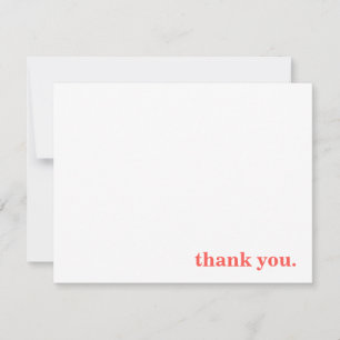 Classic Typographic Coral Personalised Thank You Card