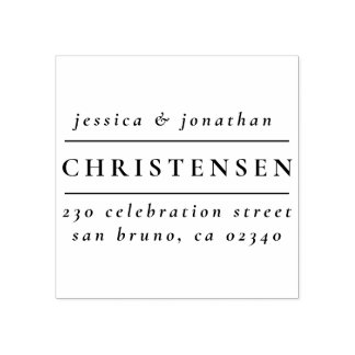 Classic Typographical Wedding Names Return Address Rubber Stamp