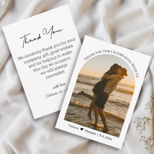 Classic Typography Arch Photo Wedding Thank You Card
