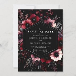 Classic Typography Burgundy Wedding Save The Date