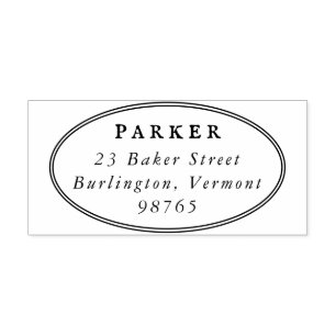 Classic Typography Oval Frame Return Address Rubber Stamp