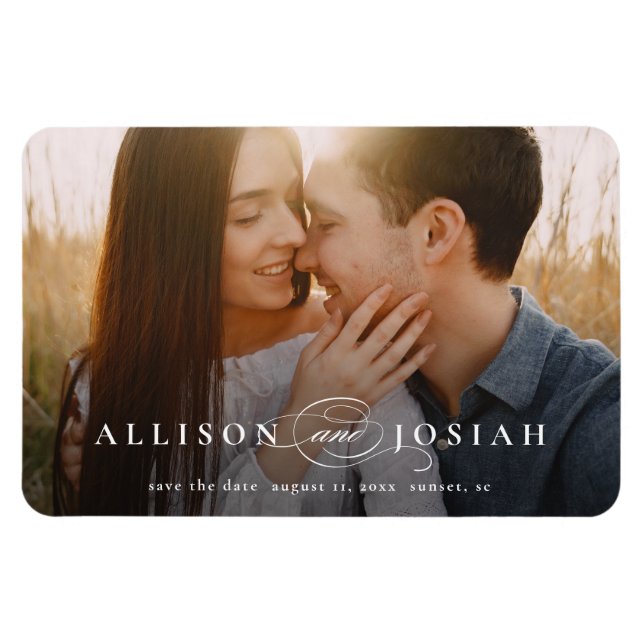 Classic Typography Photo Wedding Save the Date Magnet (Horizontal)