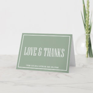 Classic Typography Sage Green Wedding Thank You Card