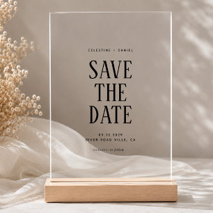Classic Typography Wedding Save the Date Acrylic Invitations
