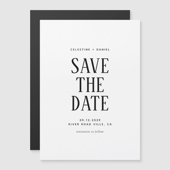 Classic Typography Wedding Save the Date Magnetic Invitation (Front/Back)