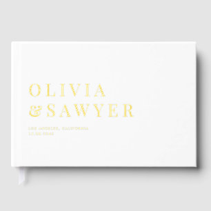 Classic Typography White Photo Wedding Guest Book